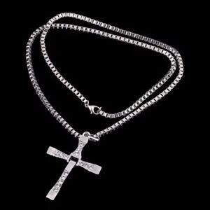Silver Cross Necklace Fast & Furious CZ Diamonds Christian Vin Diesel Faith Gift